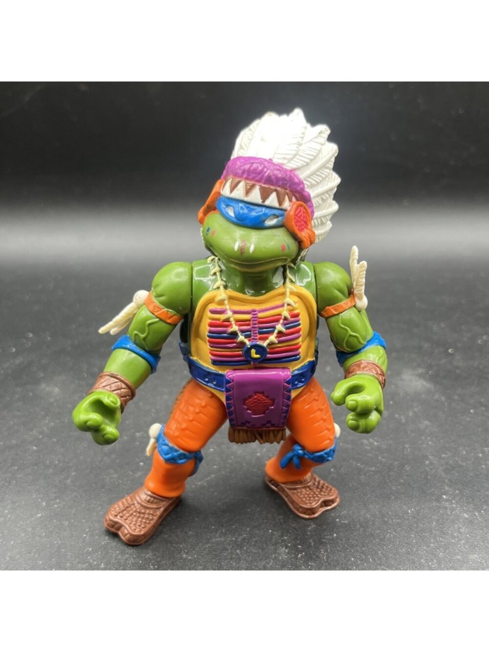 TMNT Ninja Turtles Wacky Wild West Indian Chief Leo Figure 1992 Playmates Toys